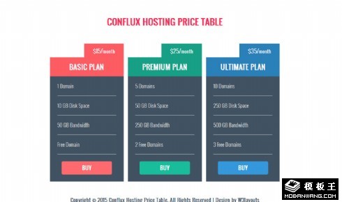 主机参数价格表响应式网页模板